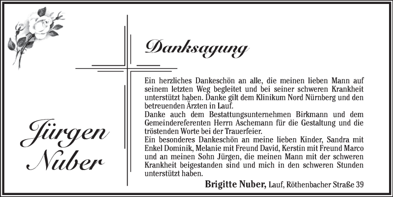  Traueranzeige für Jürgen Nuber vom 02.02.2013 aus Pegnitz-Zeitung